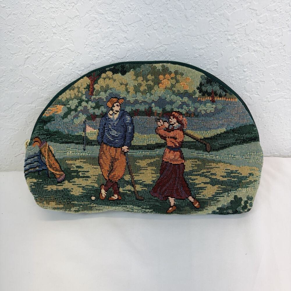 Holdings Fine Accessories Tapestry Pouch Golfers Couple, Vintage, Colorful, Art